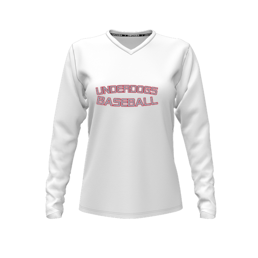 [FTLVCFWH-FYXS-LOGO2] Decker Comfort T-Shirt (Female Youth XS, White, V Neck, Logo 2, Long Sleeve)