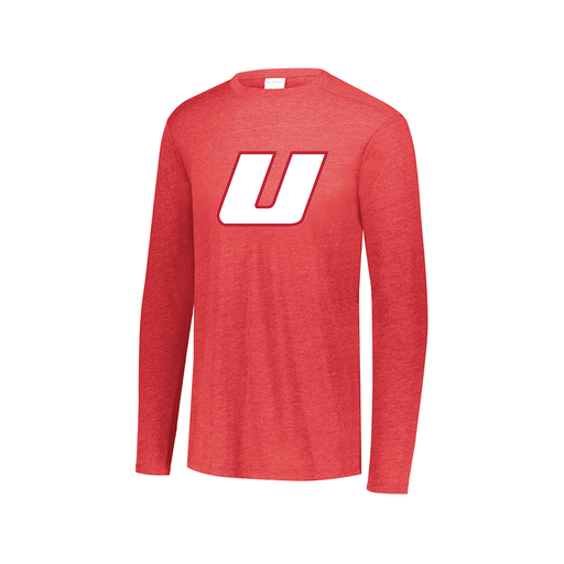 [FTLCUBRD-AXS-LOGO1] Decker Men's Tri-Blend T-Shirt - Long Sleeve (Adult XS, Red, Logo 1)